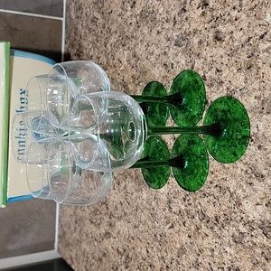 Vintage Luminarc Emerald Green MCM Stemmed Wine Glasses Set of 6
